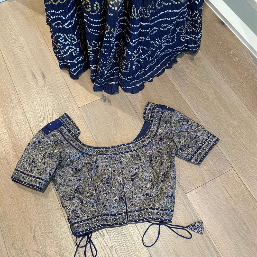 Bandhani Lehenga - blue and green, XS petite - Picture 11 of 12